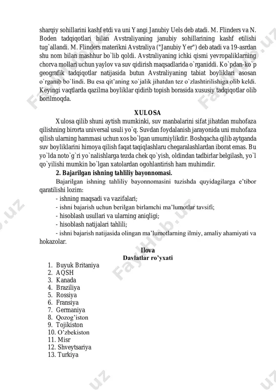 `llar o`rab olgan. bir oz sernamroq chala cho`llar butazor – skreblar bilan band. chala cho`l va savannalardan tabiiy yaylov sifatida foydalaniladi. bo`r davriga kadar avstraliyaning janubiy amerika va afrika bilan quruqlik orqali tutashganligini proteylar va ba’zi igna barglilarning umumiy oilaga mansubligini tasdiqlaydi. shimoliy sharq, janubi-sharq va janubi-g`arbda yog`in miqdori orta boradi va bu yerlarda qizg`ish-qo`ng`ir va qizil tuproqli savannalar uchraydi. materikning shimoli-sharqi doimiy yashil tropik o`rmonlar bilan, janubi-sharqi evkaliptli subtropik o`rmonlar bilan qoplangan. chala cho`l va savannalar yaylov ahamiyatiga ega. tovar mahsulot beruvchi o`rmonlar avstraliya maydonining qariyb 2%ini tashkil qiladi.hayvonot dunyosi. avstraliya faunasi o`ziga xos bo`lganligidan uni alohida avstraliya zoogeografik oblastita ajratilgan. avstraliya faunasida yuksak sut emizuvchi hayvonlar (odamlar chetdan keltirgan dingo itidan tashqari) deyarli yo`q. materikda mezozoy va uchlamchi davr faunasining vakillari hozirgacha saqlangan. masalan, tuxum qo`yuvchi sut emizuvchilardan yexidna va o`rdakburun, baliqlardan ikki xil nafas oluvchi seratod, qopchiqli sut emizuvchilardan kenguru, ayiqlar (koala) va boshqa avstraliyaning ko`p yovvoyi …