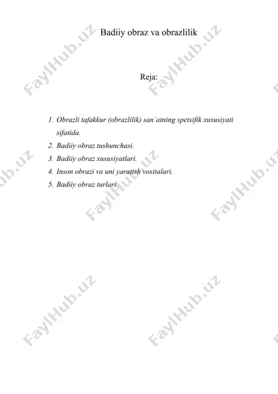 badiiy obraz va obrazlilik — DOC