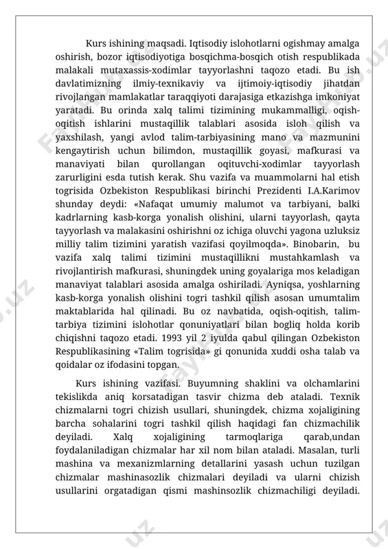 bilan chamalab qolda chizilgan. sharq miniatyuralaridagi uzoqdagi narsalar rasmi teparoqda, yaqindagi narsalar pastroq bir xil kattalikda tasvirlanadi. markaziy osiyo mintaqasidagi shahar va qishloqlarning paydo bolishi asrimizga kadar bir minginchi yillarning ortalariga togri kelsa, mahalliy uslubda memorchilik va dekorativ ishlarning ayrim sohalari asrimizga qadar iii asrga tog`ri keladi. ozbekiston hududida surxondaryo va boshqa viloyatlarda otkazilgan arxeologik qazilmalar shuni korsatadiki, asrimizdan avvalgi v-vi asrlarda markaziy osiyo bilan eron sosoniylari, vizantiya, hindiston va xitoy ortasida vujudga kelgan iqtisodiy va madaniy aloqalar natijasida amaliy sanatning rivojlana borishi oz ornida grafika taraqqiyotiga oz tasirini korsatdi. surxondaryo viloyati fayoztepa (i-ii asrlarda) dagi topilgan naqsh qoldiqlari, xorazmdagi tuproqqala zallari monumental naqshlar bilan bezatilganligi bizlarga arxeologik qazilmalardan malum. xi asr oxirida buxoro hukmdori ismolil samoniy davrida mustaqil feodal davlati tuzilib, fan, madaniyat, sanat va memorchilik rivojlandi. bular oz ornida grafikaning rivojlanishiga oz tasirini korsatadi. buxorodagi ulugbek, ismoil samoniy maqbarasi, kalon minorasi, samarqanddagi shohizinda, gori amir maqbaralari, ulugbek, sherdor, …