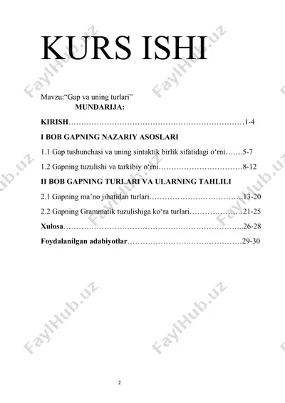 kurs ishi "gap va uning turlari" — DOCX