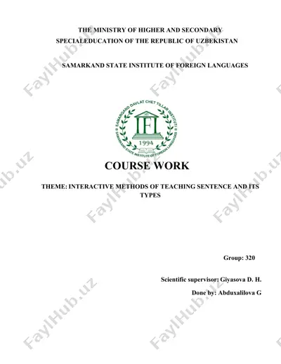 interactive methods of teaching sentence and its types — DOC