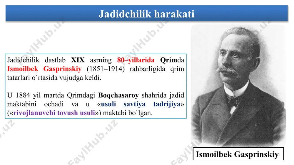 ”, “najot”, “ulug` turkiston”, “turon” kabi gazeta va jurnallar nashr qilingan. rossiya imperiyasining antanta tarkibida turib birinchi jahon urushi (1914– 1918)da ishtirok etishi mamlakatni ijtimoiy – iqtisodiy va siyosiy inqirozlarga olib keldi. bu urush 1917 yil 27 fevral inqilobining asosiy sabablaridan biri bo`ldi. jadidchilik harakati 1917 yil 27 fevral nikolay ii romanov mixail romanov nikolay ii taxtdan ag`darildi g. e. l’vov boshchiligida-muvaqqat hukumat ishchi, askar, dehqon deputlari sovetlari qo`sh hokimiyat yuzaga keldi fevral voqaealari podsho nikolay iining taxtdan ketganligi to`g`risidagi xabar toshkentga 28 fevralda kechasi yetib keldi. ammo turkiston general – gubernatori kuropatkin monarxiyani qayta tiklanishidan umidvor bo`lib bu xabarni xalqqa bildirishni istamadi. 3 martda fevral inqilobining g`alabasi to`g`risidagi telegramma matbuotda bosilgach, uning siri fosh bo`ldi. bu inqilobga nisbatan mamlakatimiz jadidchilari ham xayrihohlik hissi bilan qarab baho beradilar. jumladan, abdulhamid cho`lpon fevral inqilobini 1789–1793 yillardagi buyuk fransuz respublikasiga o`xshatgan edi. fevral voqaealari samarqand 5 ming kishilik miting kogon 6 ming …