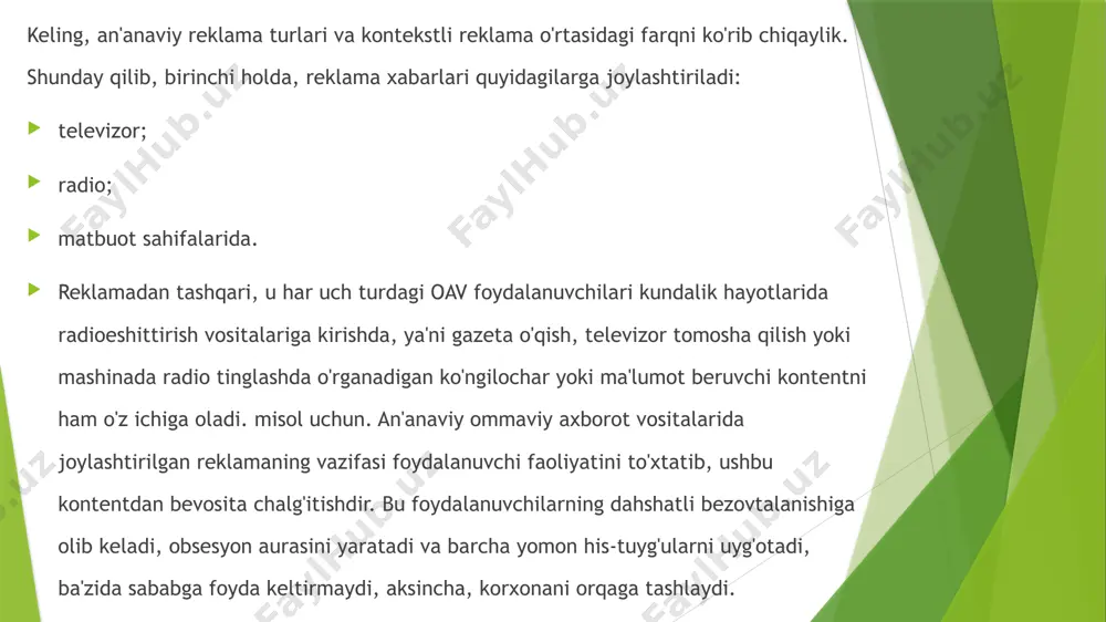 o ularning natijasi kompaniyaning reklama qilingan mahsulotini ilgari surishning yuqori samaradorligidir. tematik reklama ushbu kichik turning o'ziga xos xususiyati o'tishning bo'lingan narxidir. u tom ma'noda baham ko'radi. agar qidiruv reklamasi reklama tizimlariga to'langan bo'lsa va dividendlar to'liq ularga tegishli bo'lsa, tematik reklamada hisobvaraqqa "tushish" uchun to'lov miqdori ikkiga bo'linadi: bir qismi reklama tizimiga, reklama xabarini uzatuvchi ikkinchi sayt - veb-saytga. qoidalarga ko'ra, reklama xabarlari ular joylashtirilgan resurs mavzusiga mos kelishi kerak, ammo amalda faqat kontekstga yaqinlik yoki hatto o'xshashlikning etishmasligi bo'lishi mumkin. ushbu hodisa rasmiy ravishda "xatti-harakatni nishonlash" deb ataladi. mavzu bo'yicha o'xshash bo'lmagan xabarlarni namoyish qilish sozlamalari mijoz tomonidan ushbu lahzani ijro etuvchi tizim bilan oldindan muhokama qilgan holda o'rnatilishi mumkin. shunday qilib, to'g'ri ovqatlanish retseptlari bo'lgan saytga tashrif buyurib, siz to'satdan rolikli konkilarni sotish bo'yicha reklamaga qoqilib qolishingiz mumkin. pullar qayerda? buning sababi shundaki, kontekst oltin antilopa emas, u o'z-o'zidan pul ishlab chiqarmaydi. bu vosita va siz bilganingizdek, …