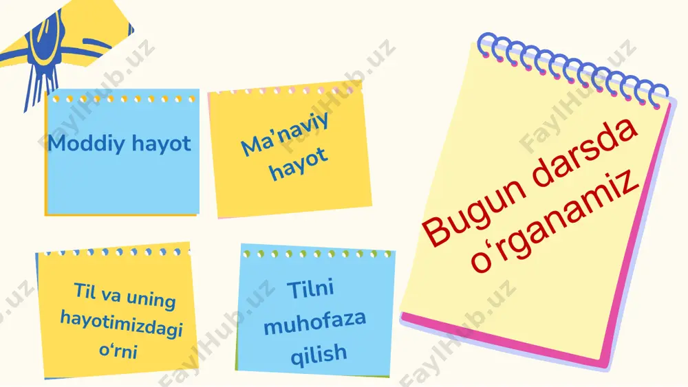 qanday ifodalangan? tahlil: o‘zingiz ham davom ettiring… egallagan bilimlarimizni tilimiz orqali bayon qilamiz turli sohalarda va mavzularda ma’lumot olamiz turli axborotlar, qonuniyatlar haqida baxs-munozara qilamiz berilgan so‘zlarni tahlil qiling‘ ruhiy, amaliy, ma’rifiy, aqliy, ma’naviy. namuna: tarixiy – tarix+iy how to use this presentation click on the "google slides" button below this presentation preview. click on "make a copy." start editing your presentation. you need to sign in to your google account. google slides click on the "powerpoint" button below this presentation preview. start editing your presentation. download and install the fonts used in this presentation as listed on page 21. powerpoint click on the "canva" button under this presentation preview. start editing your presentation. you need to sign in to your canva account. canva ruhiy – ruh+iy amaliy – amal+iy ma’rifiy – ma’rif+iy aqliy – aql+iy ma’naviy – ma’na+viy dunyoviy – dunyo+viy axloqiy – axloq+iy tanqidiy – tanqid+iy tarixiy – …