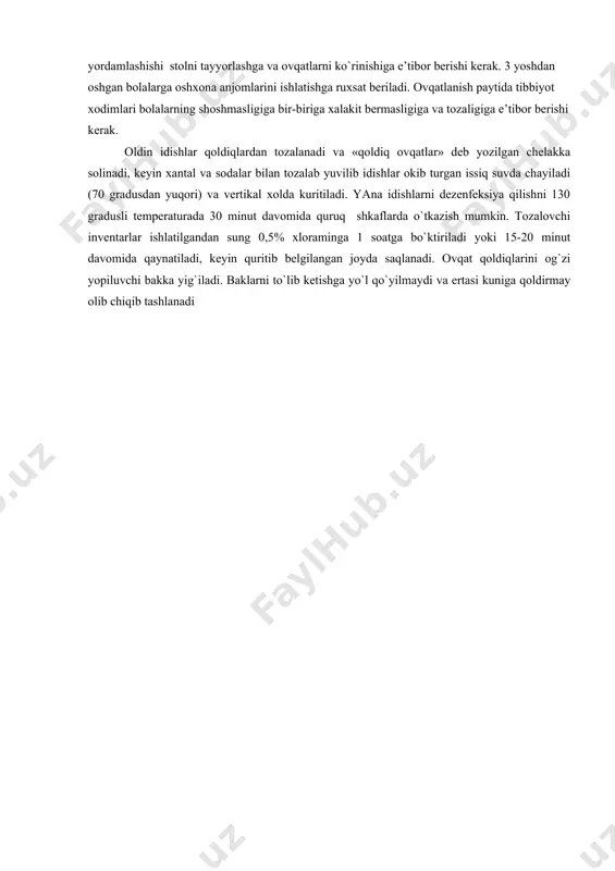 qlarini og`zi yopiluvchi bakka yig`iladi. baklarni to`lib ketishga yo`l qo`yilmaydi va ertasi kuniga qoldirmay olib chiqib tashlanadi image1.jpeg image2.jpeg image3.jpeg