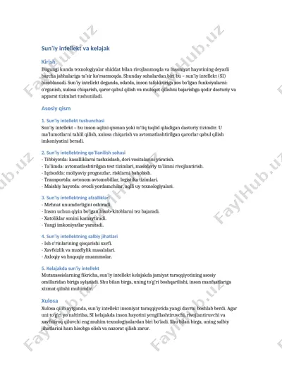 sun’iy intellekt va kelajak — DOCX