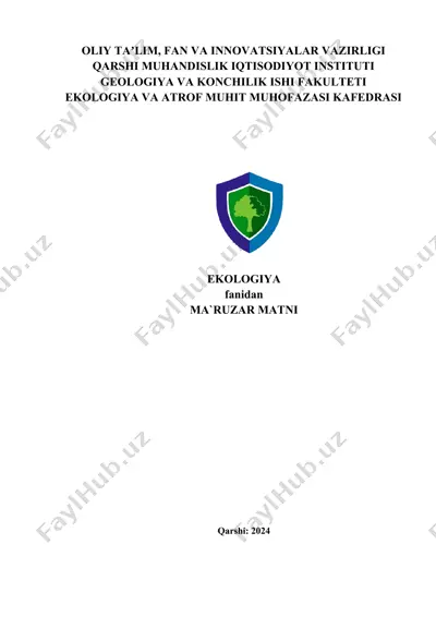 ekologiya fanidan ma'ruza matni — DOCX