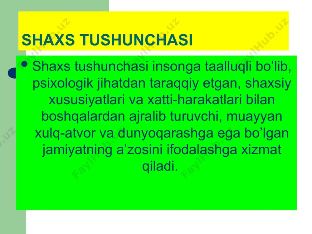 hodisalar o‘rgatiladi. bu jarayonda o‘quvchi jamiyatga «kirishadi» va u bilan o‘zaro munosabatda bo‘ladi. ular ma’lum ijtimoiy tajriba (bilim, qadriyat, axloqiy qoida, ko‘rsatma) orttiradilar, ya’ni, ijtimoiylashadilar. image1.jpeg image2.jpeg /docprops/thumbnail.jpeg