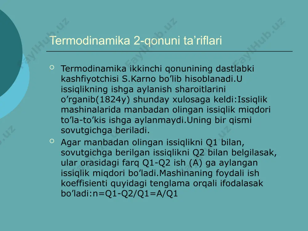 qaytar jarayonlar uchun termodinamika 2-qonuni - Page 4