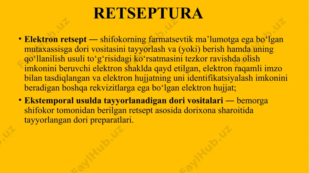 beruvchi (surtma asoslari - constituens) hamda bir yoki bir necha ta‘sir koʻrsatuvchi moddalardan (basis) iborat boʻladi. shuningdek, stabilizatorlar, sirt-faol moddalar, konservantlar va boshqa yordamchi moddalar saqlashi mumkin. surtmalar rp.: unguenti zinci oxydi 10% - 20,0 d.s. jarohatlangan joyga surtish uchun. rp.: unguenti neomycini sulfatis 1 % — 50,0 d. s. jarohatlangan joyga surtish uchun. rp.: unguenti neomycini sulfatis 0,5 — 50,0 d. s. jarohatlangan joyga surtish uchun. rp.: unguenti tetracyclini 1 500 000 ed — 50,0 d. s. jarohatlangan joyga surtish uchun. qattiq dori shakllari qattiq dori shakllariga quyidagilar kiradi: tabletkalar, drajelar, kukunlar, kapsulalar, granulalar, hapdorilar (pilyulalar), karamellar va boshqalar. tabletkalar tabletka bosh kelishik birlik sonda - tabuletta, tushum kelishigi birlik sonda - tabulettam; tushum kelishigi koʻplik sonda - tabulettas; joʻnalish kelishigi koʻplik sonda - in tabulettis. tabletkalar – dozalarga boʻlingan qattiq dori shakli boʻlib, dori hamda yordamchi moddalarni kimyo-farmasevtika korxonalarida maxsus avtomatlarda presslash yoʻli bilan tayyorlanadi. barcha tabletkalar ofisinaldir. …