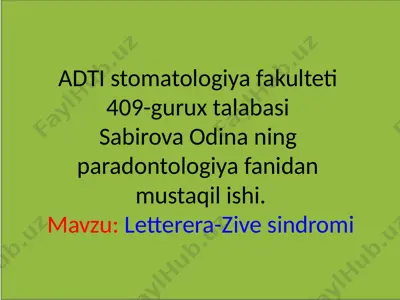 letterera-zivesindromi (letterer-zieve kasalligi) — PPTX