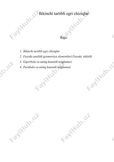 ikkinchi tartibli egri chiziqlar — DOC