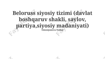 belarus siyosiy tizimi — PPTX