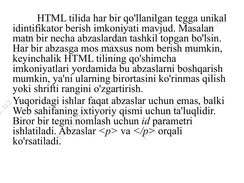 html hujjatda identifikatorlar bilan ishlash - Page 3