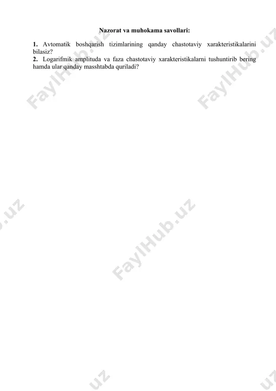 chiziqli sistemaning chastotaviy xarakteristikalarini qurish - Page 5