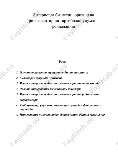 интернетда бизнесни юритиш ва ривожлантириш тартибидан унумли фойдаланиш — DOC