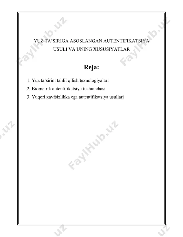 adi. **real vaqtda yuzni tahlil qilish:** real vaqt rejimida yuzni tahlil qilish inson tasvirlarni kameralar orqali yozib olish va bir zumda tahlil qilish imkoniyatini beradi. hikvision va dahua kabi kompaniyalar ushbu texnologiyalar sohasida yetakchi hisoblanadi. ushbu tizimlar davlat xavfsizligi, jamoat joylarini monitoring qilish va tijorat maqsadlarida keng qo‘llaniladi. **yuzni aniqlashda amal qiladigan protokollar:** iso/iec jtc 1/sc 37 standart komiteti biometrik va yuzni tanish texnologiyalari bo‘yicha xalqaro standartlarni ishlab chiqaradi. fidos (fast identity online) texnologiyalari, masalan, yuz orqali autentifikatsiyani amalga oshirishda xavfsizlikni oshirishga yordam beradi. **yuzni tahlil qilish uchun ma’lumotlarning xavfsizligi:** yuzni tahlil qilish texnologiyalaridan foydalanishda shaxsiy ma’lumotlar xavfsizligi muhim rol o‘ynaydi. gdpr (general data protection regulation) kabi normativ huquqiy hujjatlar evropada shaxsiy ma’lumotlarni himoya qilish va ularni boshqarish uchun aniq qoidalarni belgilaydi. 2020 yilga kelib, jahonning 100 dan ortiq mamlakatlari shaxsiy ma’lumotlarni himoya qilishga oid qonunchilikni qabul qilgan. **yuzni tahlil qilish va sun’iy intellekt:** sun’iy intellekt algoritmlarining rivojlanishi yuzni tahlil …