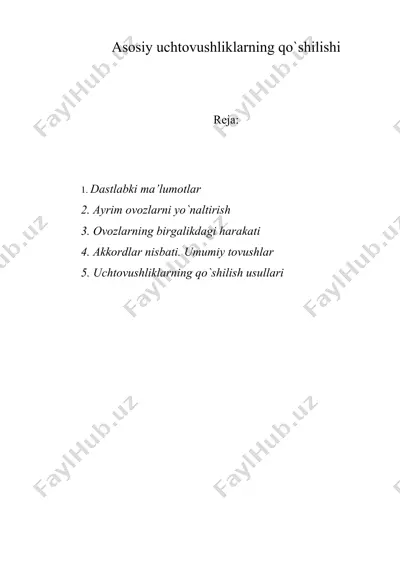asоsiy uchtоvushliklarning qo`shilishi — DOC