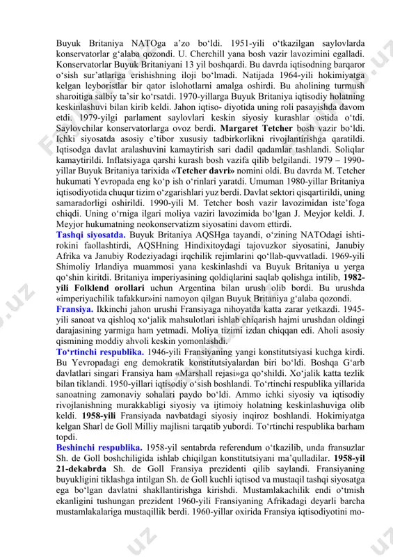 eb e’lon qilindi. ilmiy-texnik taraqqiyot, mashinasozlikni texnik qayta qurollantirish va inson omilini faollashtirish, ya’ni mehnat intizomini va ishchilarning tashabbuskorligini oshirish bu kursning asosiy harakatga keltiruvchi kuchi sifatida qaraldi. 1987-yili m. gorbachyov e’lon qilgan «qayta qurish», ijtimoiy hayotni demokratizatsiyalash va «oshkoralik» siyosati ommaning siyosiy faolligini keskin oshirdi. oshkoralik tufayli o‘zgarishlarning muhim omiliga, g‘oyalar va orzularning ifodachisiga aylangan matbuot jamiyatning ma’naviy ozod bo‘lishida, o‘tmishni va yuz berayotgan hodisalarni anglashida juda katta rol o‘ynadi. ayni paytda, bu hodisalar sovet xalqlarining milliy o‘zlikni anglash, milliy mustaqillikka intilish jarayonini jadallashtirdi, sssr ning tarqalib ketishini tezlashtirdi. tashqi siyosat. ikkinchi jahon urushidagi g‘alaba sssrga juda katta xalqaro obro‘ keltirdi. sssr boshchiligida sotsialistik tizim vujudga keldi. bu davrdagi sovet tashqi siyosatining asosini aqsh bilan dunyoda gegemonlik uchun kurash tashkil qildi. 1959-yili inqilob natijasida kubada hokimiyatga kelgan f. kastro rejimiga qarshi aqsh olib borgan tajovuzkor siyosat va bunga sssr ning aralashuvi ikki buyuk davlatlar o‘rtasida yadro urushi xavfini keltirib …