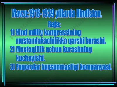 1918-1939 yillarda hindiston — PPT
