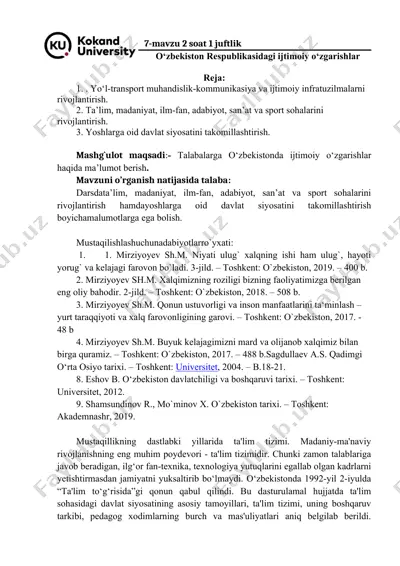 o‘zbekiston respublikasidagi ijtimoiy o‘zgarishlar — DOCX