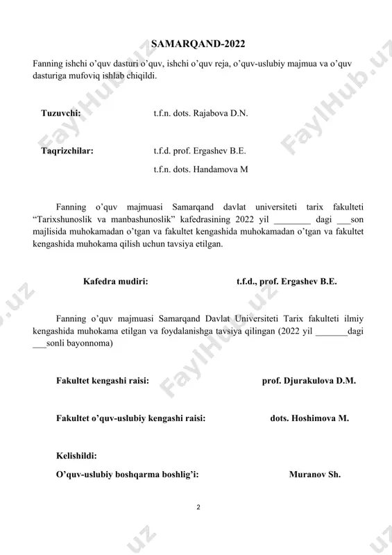 stur dts talablari asosida ishlab chiqilgan , tanlov fanlar blogiga kiradi. mustaqil o`zbekiston tarixini dastlabki yillaridan boshlab iqtisodiy-ijtimoiy, ma’naviy-ma’rifiy sohalarda olib borilgan ishlarning dinamikasi va pozitiv uzgarishlarning manbaviy asoslarini o`rganishga xizmat qiliadi. fanining maqsadi va vazifalari fanning maqsadi magistrlar tomonidan yurtimizda mustaqillikning dastlabki yillaridan boshlab hozirgi davriga qadar islohotlar jarayoni o`rganish orqali o`rganishdir. bunda xx asrning oxirgi o`n yilliklarida sobiq ittifoqning totalitar tuzumining inqirozli holatlari yurtboshimizning asarlarida o`zbekistonga ko`rsatgan ta’siri, uning ijtimoiy hayotdan turg`unlik holatlari , tanglik holatlarni yengish uchun ko`rilgan chora tadbirlar haqida ko`nikmalarga ega bo`lish lozim. bakalavr va magistrlar o`zlarinig bilimlarini dars berish, ilmiy faoliyatini keyingi bosqichlarda davom ettirishda ulardan samarali foydalanish usullarini bilishlari kerak. fandagi umummetodologik asoslar va manbashunoslarning uslublari yuqori malakali bakalavr va magistrlarni tayorlashga imkon beradi. fan bo`yicha magistrantlarning bilimi, ko`nikma va malakalariga qo`yiladigan talablar. bilimli, malaka va ko`nikmalarga ega bo`lish uchun magistrantlarga kelajakdagi ilmiy faoliyatlarini oshirish uchun “mutaxasslikning nazariy masalalari” fani muhim ahamiyat kasb …
