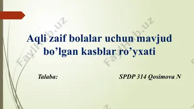 oligofreniya haqida ma'lumot — PPTX