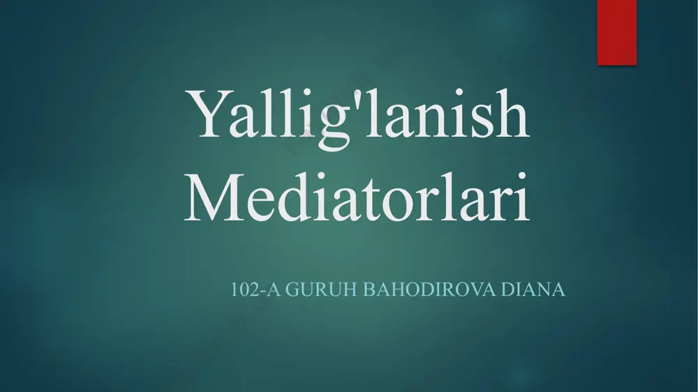 jarayonni tiklash ijrochi o'zgarishlar xarakterli nazorat qachon. tiklanish mediatorlari turlari barcha tiklanish modulatorlari o'z kelib chiqishiga qarab, ikki guruhga bo'linadi: humoral kinins, komplemanın hosilalari, ivishi sifati. uyali aloqa vazoaktif omin araşidonik kislotalari, sitokin iymphokine, lizozomal hosiller, reaktiv kislorod metabolitlari, no'ropeptitlerin. patologik omil ta inson tanasi topilgan yallig'lanish humoral mediatorlar, ya'ni etkazib berish bir ta'minoti bor. ularning cho'kma bo'lmagan shakldagi hujayralar paydo bo'ladi. vazoaktif omin va no'ropeptitlerin lizozomal sifati ham oldindan mavjud modulatorlari bo'lgan. uyalitorlar guruhiga mansub, qolgan oziq-ovqatlarga qayta tiklanish natijasida bevosita ishlab chiqarilmoqda. komplemanin hosilalari kasalliklanish mediatorlari uchun iltifot olingan. biologik faol, bu guruh eng muhim humoral modulatorlari orasida. kalalari kimning faolligini faollashtirish (immun komplekslar yoki immunoglobulinleri paydo bo'ladi) bilan sodir bo'lgan 22 xil o'z hosil oladi. modulators c5 va c3a mast tomonidan ishlab chiqarilgan ishlab chiqarish o'tkir yangilanishi va liberatore gistamin uchun mas'ul bo'lgan. ularning harakatistamin yo'li bilan bevosita yoki bilvosita amalga kompyuter uyali o'tkazuvchanligi, xavfsizligini ta'minlashga yordam …