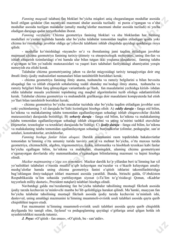 o’gri chiziq abc tekisligiga tegishli a nuqta mn to’gri chizigiga tegishli l to’g’ri chiziq sirtga urinma ∈ (∉) a∈ (a∉) – a nuqta rasmga tegishli (tegishli emas) yoki rasm a nuqta orqali o’tadi (o’tmaydi). ≡ (≢) a≡b – a va b nuqtalar ustma-ust tushadi (f1≢ f 2–f 1 va f 2 rasmlar ustma-ust tushmaydi) ∩ a∩b – a va b to’g’ri chiziqlar o’zaro kesishadi ·⁄ a·⁄ b– a va b to’g’ri chiziqlaro’zaro ayqash ∥ (∦) a∦b – a va b to’g’ri chiziqlar parallel emas ⊥ a⊥b – a va b to’g’ri chiziqlar o’zaro perpendikulyardir ∠ ∠bac – ab va ac to’g’ri chiziqlari orasidagi burchak a^b a^b – a va b to’g’ri chiziqlar orasidagi burchak a^p a^p – a to’g’ri chiziqvap tekislik orasidagi burchak p^q p^q– p va qtekisliklari orasidagi ikki yoqli burchak ∟ ∟ li uchburchak fanning maqsadi talabani fan bloklari bo’yicha miqdori aniq chegaralangan modullar asosida hosil etilgan qoidalar …