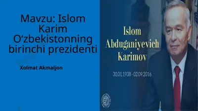 islom karim o‘zbekistonning birinchi prezidenti — PPTX