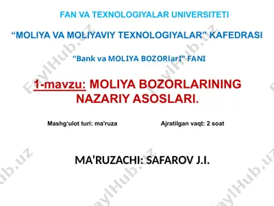 moliya bozorlarining nazariy asoslari — PPTX