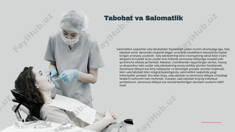 ni kamaytirishi mumkin. kalendula yallig'lanishni kamaytiradi, romashka esa tinchlantiruvchi ta'sirga ega va oshqozon shilliq qavatini himoya qiladi. zanjabil esa qon aylanishini yaxshilaydi va antibakterial xususiyatlarga ega. dorivor o'simliklar haqida o'simliklar yordamida davolash an'anaviy retseptlar va ularning ta'siri an'anaviy retseptlar xalq tabobatida muhim rol o'ynaydi, chunki ular asrlar davomida avloddan-avlodga o'tgan bilim va tajribalarni o'z ichiga oladi. o'zbek xalq tabobatida keng tarqalgan retseptlar qatoriga qizilchadan tayyorlangan choy, sarimsoq va asal aralashmasi kiradi. ushbu retseptlar yordamida gripp, shamollash, oshqozon kasalliklari va boshqa ko'plab muammolarni oldini olish yoki davolash mumkin. an'anaviy retseptlar tabiiy va xavfsiz bo'lib, ko'plab kasalliklarni bartaraf etishda samarali vosita hisoblanadi, shuning uchun ularni sog'liqni saqlashda qo'llash juda muhimdir. photo by getty images on unsplash tabobatning salomatlikka ta'siri juda muhim va keng tarqalgan. xalq tabobati, an'anaviy usullar va dorivor o'simliklardan foydalanish, nafaqat kasalliklarni davolash, balki ularning oldini olishda ham samarali hisoblanadi. masalan, ba'zi dorivor o'simliklar, immunitetni kuchaytirish uchun tabiiy vositalar sifatida …