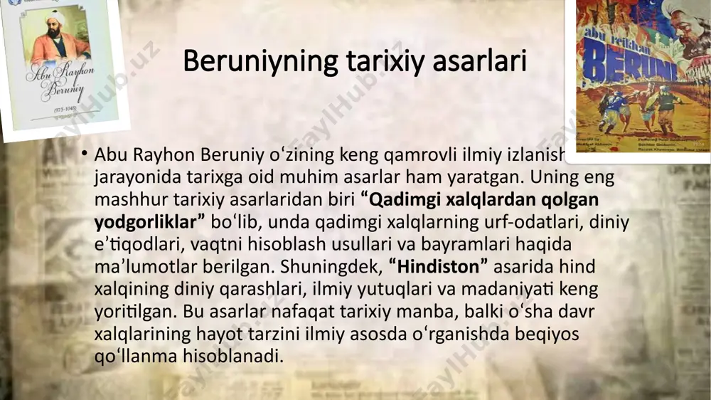 abu rayhon beruniyning tarixiy bilimlar va faoliyati - Page 5