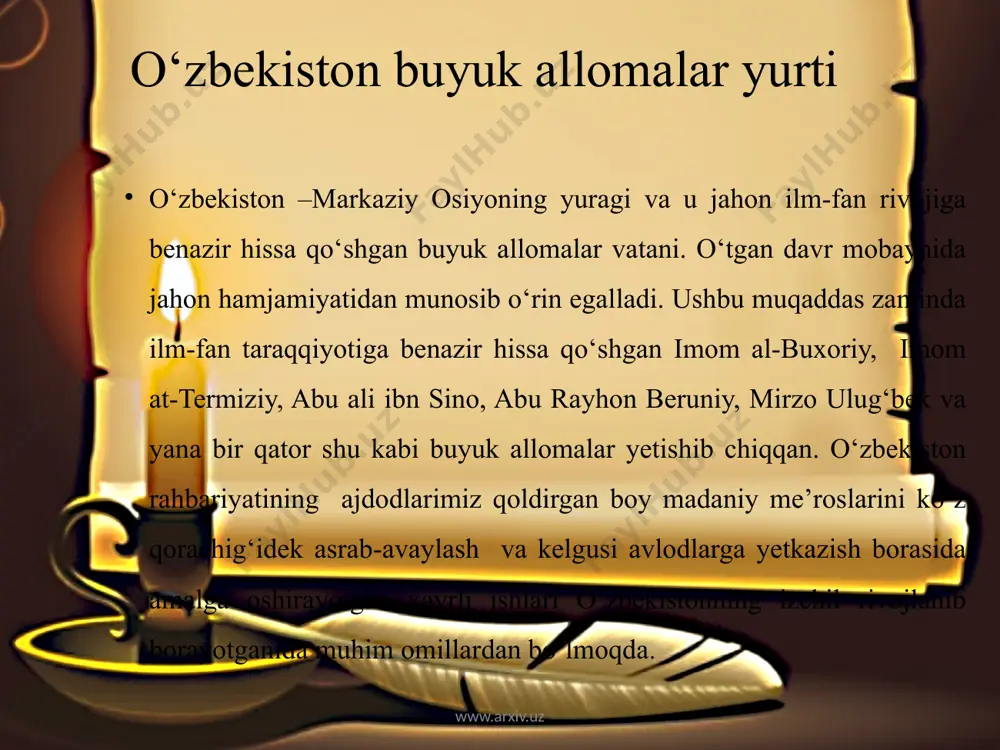 om al-buxoriy xorijdan qaytgach, o'z vatani buxoroda ko'plab shogirdlar va ulamolarga hadis ilmidan saboq berish bilan mashg'ul bo'ladi. ko'pchilik uni hurmat qilgan, ammo ba'zi hasadgo'y, qora niyatli kishilar al-buxoriyni ko'rolmas edilar, natijada hasadgo'ylarning hatti-harakati tufayli buxoro amiri xolid ibn ahmad az-zuhaliy bilan al-buxoriyning aloqasi buzilib qoladi. bunga sabab, amir olimdan huzuriga kelib «al jome' as-sahih», «at-ta'rix» kitoblarini o'qib berishni talab qiladi. lekin al-buxoriy «men ilmni xor qilib, uni hokimlar eshigi oldiga olib bormayman, kimga ilm kerak bo'lsa, o'zi izlasin. lekin alloh oxirat kuni ilmni yashirmay uni toliblarga sarf qilgan uchun meni kechiradi», degan javobni aytadi. www.arxiv.uz amirga javob yoqmay, fitnachi, bo'htonkor shaxslarning gapiga kirib al -buxoriyga shaharni tark etishni buyuradi. shundan keyin al-buxoriy samarqandga qarab yo'l oladi va birmuncha xartang qshlog'ida o'z shogirdlari va qarindosh-urug'larinikiida yashagandan keyin og'ir kasalga chalinib, hijriy 256 yil (melodiy 870 yil 1 sentyabr) 60 yoshida vafot etadi va shu yerda dafn qilinadi. imom al-buxoriy avlodlarga …
