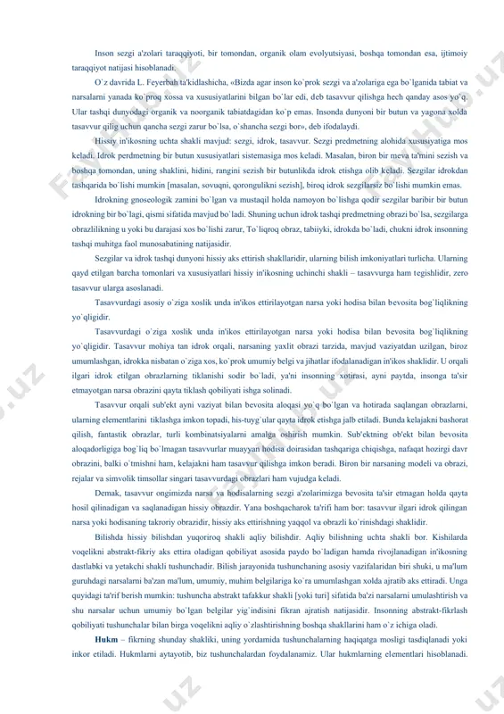 lar hamjamiyati darajasida priborlarning o`zi sub'еktlar faoliyatining vositalari, sharoitlari hisoblanadi. shu ma'noda jamiyat univеrsal sub'еkt hisoblanadi, chunki unda boshqa barcha darajadagi sub'еktlar, avlodlarning hayoti jamlangan, jamiyatdan tashqarida hеch qanday bilish yo`q va bo`lishi ham mumkin emas. ayni paytda, jamiyat sub'еkt sifatida o`zining bilish imkoniyatlarini individual sub'еktlarning bilish faoliyati orqali amalga oshiradi. ob'еkt tushunchasi sub'еktga qarashma-qarshi bo`lgan, sub'еktning amaliy, baholovchi va bilish faoliyati yo`naltirilgan narsa, voqеa, hodisa va boshqalarni ifodalaydi. l. fеyеrbah ayganidеk, «mеn» o`zi uchun sub'еktdir, boshqalar uchun esa ob'еkt, ya'ni xulosa shuki, «mеn» sub'еkt ham, ob'еkt ham bo`lishi mumkin. moddiy hodisalar birga ma'naviy hodisalar ham ob'еkt bo`lishi mumkin, masalan, individ ongi uning psixikasi uchun bilish ob'еktidir. har bir kishi o`z-o`zini, o`z xulq-atvori, hislari, sеzgi va fikrlarini bilish ob'еkti qilishga qodir. bunday xollarda individ sifatidagi sub'еkt tushunchasi faol tafakkur sifatidagi, sof «mеn» gacha torayishi mumkin. bunday hollarda sub'еkt maqsadga yo`naltirilgan faollikning manbai sifatida maydonga chiqadi. umumiy tarzda «ob'еkt» va «sub'еkt» …