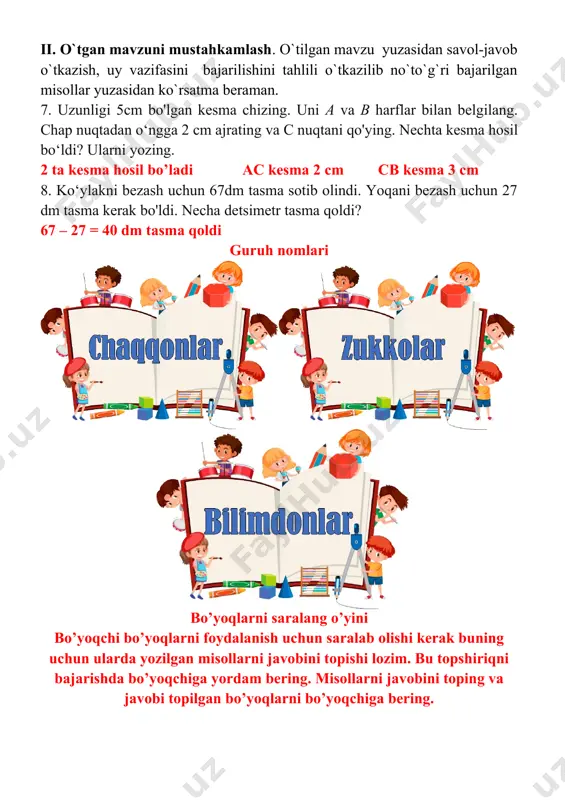 o'quvchilarga matematika fanini o'rgatish uchun kesmaning xossalari - Page 5