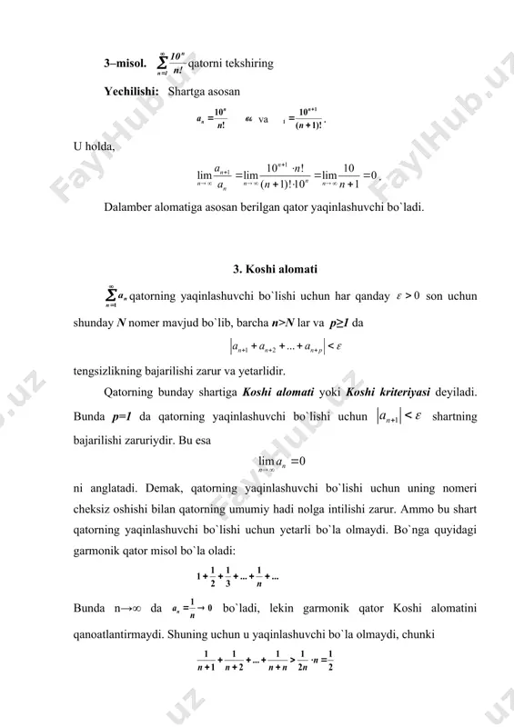 qator yaqinlashishining yetarli sharti - Page 5