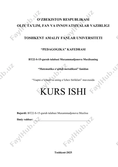 vaqtni o‘lchash va uning o‘lchov birliklari — DOCX