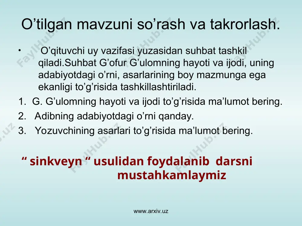 g'ofur g’ulomning “shum bola” qissasi matni va timsollari ustida ishlash - Page 5