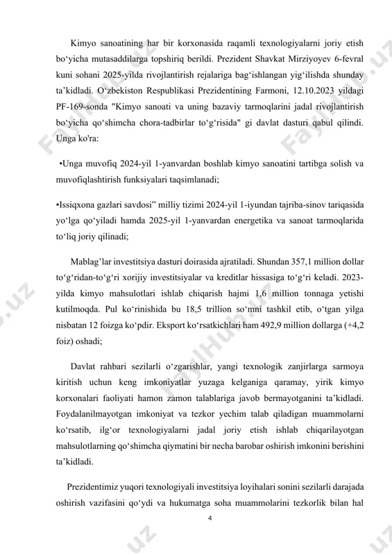oqlarda muhim o‘rin tutmoqda. kurs ishining maqsadi: fenilpiridin birikmasining tuzilmasi, xossalari, olinishi, qo‘llanilishi hamda ilmiy-adabiy manbalar asosida tahlil qilish. kurs ishining vazifalari: geterosiklik birikmalar, xususan fenilpiridinning umumiy tavsifini o‘rganish; fenilpiridinning izomeriyasi va nomenklaturasini tahlil qilish; fenilpiridinni olish usullarini bayon qilish; uning fizik va kimyoviy xossalarini aniqlash; amaliy qo‘llanilishi va sanoatdagi ahamiyatini yoritish; fenilpiridin asosida mahsulot ishlab chiqarish tajribalarini, ayniqsa xitoy tajribasini o‘rganish. mavzuning hajmi va tuzulishi. kurs ishi an’anaga ko’ra kirish, i bob adabiyotlar sharhi, ii bob tajriba qismi, iii bob olingan natijalar tahlili, xulosa va foydalanilgan adabiyotlar qismidan iborati bo’lib, times new roman bosma taboqda, 14 o’lcham va 1,5 intervallarda yozilgan. kurs ishining hajmi 46 sahifadan va 10 ta adabiyotlar ro’yxatidan tashkil topgan. i.bob. adabiyotlar sharhi 1.1. geterosiklik birikmalar: azot atomini tutuvchi bir atomli birikmalar. fenilpiridin organik kimyoda geterosiklik birikmalar – halqasi tarkibida ugleroddan tashqari kamida bitta geteroatom (ko‘pincha azot, kislorod yoki oltingugurt) bo‘lgan murakkab moddalar sinfi hisoblanadi. bunday …