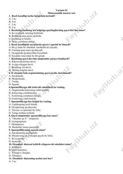mutaxassislik nazariy test — DOCX