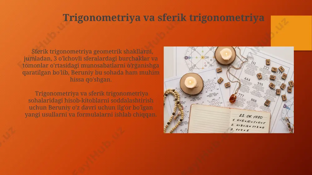 -xorazmiyning algebradagi hissasi, 0 (nol) raqami va o'nlik sanoq sistemasining kiritilishi singari muhim voqealarni o'rganish orqali algebra asoslarini o'qitishni yanada boyitadi. tarixiy kontekst orqali, o'quvchilar algebraik tenglamalarni 1, 2-darajali tenglama tushunchalarini o'rganishda 12-asr allomasi al-koshiyning hissalarini bilib oladi va matematikaning rivojlanish jarayoniga chuqurroq tushunishadi. algebra masalalari va ularning yechim usullari beruniyning “qonuni mas’udiy” asarida ham trigonometriya va sferik trigonometriya bilan bog'liq ba'zi algebraik masalalar va ularning yechimlari keltirilgan. algebra masalalarida noma'lum kattaliklarni topish uchun tenglamalar tuzish va ularni yechish usullari bayon etilgan bo'lib, bu usullar zamonaviy algebrada ham qo'llaniladi. masalan, 2x + 3 = 7 tenglamasini yechish. o'nlik sanoq tizimi va uning ahamiyati ushbu tizimning asosiy afzalligi shundaki, har bir o'rinli raqam o'zining o'nlik ko'paytuvchisini bildiradi, ya'ni 10⁰, 10¹, 10² va hokazo. o'nlik sanoq tizimi jahon miqyosida qabul qilingan standart hisoblanib, algebra va boshqa matematik fanlarning rivojlanishiga katta hissa qo'shgan. o'quvchilarning mustaqil fikrlash qobiliyatini rivojlantirish o'quvchilarga mustaqil loyihalar, tadqiqot ishlari …