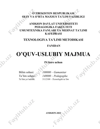 texnologiya ta’limi metodikasi — DOC