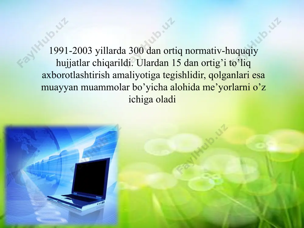 ial coin offering) texnologiyalari; - 3d-texnologiyalar (additiv texnologiyalar); - sun'iy intellekt -artificial intellect - ai; - neyrotexnologiyalar; - kvant texnologiyalari; - buyumlar interneti - internet of things - iot; - robototexnika va sensorika; - raqamli elektron platformalar; - bulutli texnologiyalar - cloud technologies; - mobil texnologiyalar; - virtual va qo'shimcha reallik texnologiyalari - virtual reality and augmented reality (vr, ar); - kraudsorsing va kraudfonding texnologiyalari; - ekotizimlar tashkil qilish texnologiyalari. 21 ishlab chiqarishda mehnat samadorligini oshishi raqamli iqtisodiyotning afzalliklari kompaniyalarning raqobatbardoshligini o'sishi ishlab chiqarishdagi harajatlarning kamayishi yangi ish o'rinlari yaratilinishi yangi zamonaviy kasblar paydo bo'lishi axborotlarning shaffofligini ta`minlanishi 21 raqamli iqtisodiyot keltirib chiqarishi mumkin bo’lgan xavflar it sohasini rivojlanishi natijasida bir qancha sohalar va kasblar yo'q bo'lib ketishi axborot texnoloiyalarini rivojlanishi kiber hujum xavfi shaxsiy ma'lumotlar himoyasi bilan bog'liq muommolar ishsizlikni oshishi raqamlashtirishning iqtisodiyot va jamiyatga ta'siri: axborot texnologiyalari yuqori tezlikda va qayta ishlangan katta hajmdagi ma'lumotlar tufayli zamonaviy iqtisodiyotni …