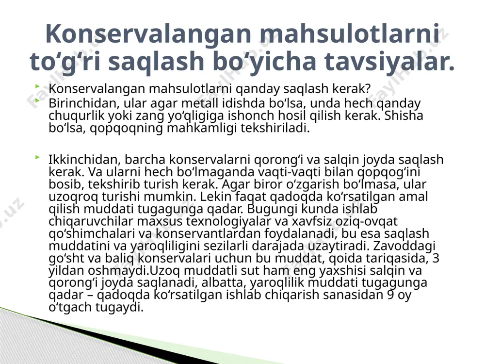 konservalanadigan mahsulotlarga qo’yiladigan talablar - Page 5