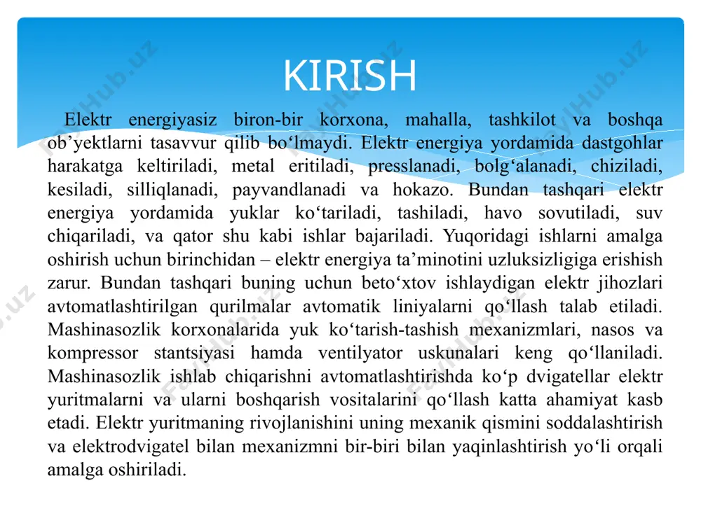 'zavtosanoat aksiyadorlik kompaniyasi o'rtasidagi hamkorlik natijasida tashkil topgan. korxona asosan quyidagi mahsulotlarni ishlab chiqaradi: g'ildirak disklari — avtomobillar uchun. shassi qismlari — lacetti, cobalt, tracker va onix rusumli avtomobillar uchun. boshqaruv richaglari — cobalt avtomobili uchun. ishlab chiqarish jarayonida sifatni ta'minlash maqsadida iso/ts 16949:2009 va iso 9001:2008 xalqaro standartlariga muvofiqlik tizimi joriy etilgan. yiliga 900 000 dona g'ildirak disklari va 123 000 jamlamadagi shassi qismlari ishlab chiqarish quvvatiga ega. mahsulotlar nafaqat o'zbekiston bozoriga, balki rossiya, qozog'iston va ozarbayjon kabi mamlakatlarga ham eksport qilinadi. korxonada hozirda 300 ga yaqin malakali ishchilar faoliyat yuritmoqda. korxona zamonaviy ishlab chiqarish uskunalari bilan jihozlangan bo'lib, ishlab chiqarish jarayoni yuqori samaradorlikka ega. bugungi kunda sanoat ishlab chiqarishida silliqlash qurilmalari keng qo‘llanilmoqda. ular metallga ishlov berish, shakllantirish, bukish va shtamplash jarayonlarida asosiy uskunalardan biri hisoblanadi. ayniqsa, avtomobilsozlik, maishiy texnika ishlab chiqarish, buyumlar tayyorlashda silliqlash uskunalari yuqori samaradorlikka ega bo‘lib, ularning elektr yuritma tizimi muhim rol o‘ynaydi. ta’kidlab …