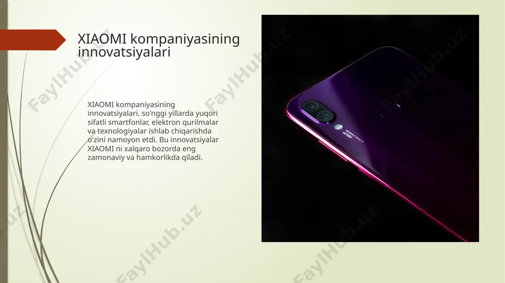 zonadi. yangiliklar va innovatsiyalar tufayli, xiaomi global bozorda o'zining ustuvor pozitsiyasini saqlab qolmoqda va rivojlanib boradi. barcha eng so'nggi yangiliklarni va mahsulotlarni kompaniyaning rasmiy veb-sayti yoki ijtimoiy tarmoqlar orqali kuzatishingiz mumkin. xiaomi kompaniyasining mijoz elektronikasida o'sish xiaomi kompaniyasining mijoz elektronikasida o'sishi, kompaniyaning innovatsion mahsulotlarini sotishda muvaffaqiyati, xalqaro savdo bozorida o'rnini saqlashda katta ahamiyatga ega. teknologiya sohasida xiaomining o'sishiga intilishlar katta e'tibor beradi. xiaomi kompaniyasining xalqaro bozorda o'rnashishi xiaomi, xalqaro savdo bozorida o'rni oshirib borayotgan, 100 dan ortiq mamlakatda faoliyat yuritadi va mijozlarga sifatli mahsulotlar taklif etadi. ular savdo miqdorlarini kengaytirish, yangi bozorlarga kira olish va mahsulotlarini global darajada sotish orqali xalqaro bozorda o'zining o'rni ustuvorligini ta'minlaydi. xiaomi, ko'plab mamlakatlarda ofislar ochib, o'z mahsulotlarini o'stirish, markasini kuchaytirish va mijozlar bilan doimiy aloqada bo'lishga intiladi. shuningdek, ular xalqaro marketing va reklama operatsiyalarini amalga oshirib, xalqaro mijozlar uchun mahsulotlarini ko'rsatishga tayyor bo'lib, shu bilan xalqaro bozorda o'zlarining o'rni yaxshilab borishini kafolatlashadi. xiaomi kompaniyasining …