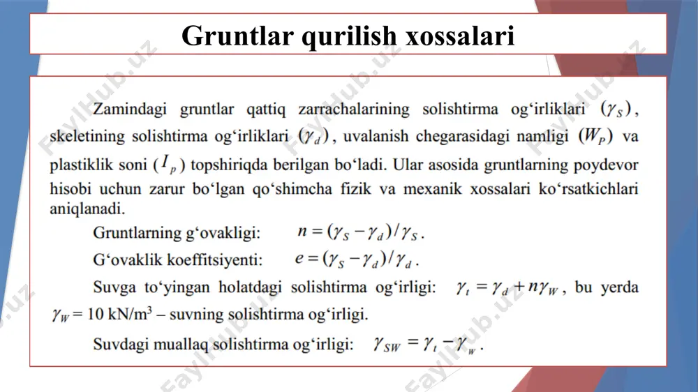 gidromeliorativ qurilishda gruntlar qurilish xossalarini hisobga olish ahamiyati 2 - Page 5