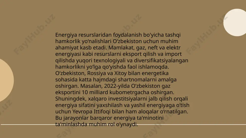natlashga qaratilgan. mamlakatlar tashqi siyosatda suverenitetni mustahkamlash, qo‘shni davlatlar bilan do‘stona aloqalarni rivojlantirish va global iqtisodiy tizimga integratsiyalashuvni asosiy ustuvor yo‘nalish sifatida belgilaydi. shu bilan birga, xitoy, rossiya, aqsh va yevropa ittifoqi kabi yirik davlatlar bilan manfaatli hamkorlik qilish, xalqaro tashkilotlar doirasida faol ishtirok etish va mintaqaviy xavfsizlikni ta’minlash strategik ahamiyatga ega. shu sababli, markaziy osiyo mamlakatlarining tashqi siyosati pragmatik yondashuv va ko‘p vektorli hamkorlikka asoslangan bo‘lib, milliy manfaatlarni himoya qilish bilan birga, xalqaro maydonda mintaqaning roli va ta’sirini oshirishga qaratilgan. manba:internet markaziy osiyo mintaqasida tashqi siyosat sohasidagi asosiy yo’nalishlari xolmatova robiya e'tiboringiz uchun raxmat! image1.png image2.png image3.png image4.jpg image5.png image6.jpg image7.jpg /docprops/thumbnail.jpeg