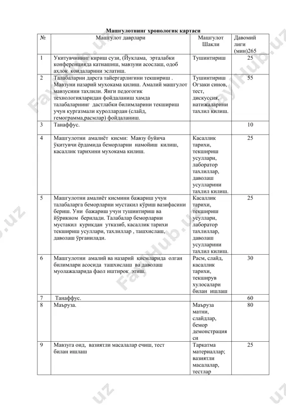 анемия касалликлари яккол намояндасидир. уз вактида эрта аниклаш ва шошилинч даволаш касалликни кучайиб кетишини олдини олади ва беморларнинг хаётини саклаб колади. фанлараро ва фан ичида богланиш. бу мавзуни утишда талабаларнинг патофизиологик, патологоанатомик, ички касалликлар пропедевтикаси, факултет терапия, фармакология, клиник фармакология фанларидан олган билимларига асосланади. талабаларнинг машгулот давомида олган билимлари уаш терапия ва эндокринология, гематология машгулотларини утиш вактида кулланилади. дарс таркибий кисми назарий кисми. таърифи. наема — юнонча кон, лйсис эса — емирилиш, эриб кетиш — умумий белгиси, бир томондан, эритроцитларнинг жадал эмирилишидан анемияни (гемоглобин даражаси пасайиши) ва эритроцитларнинг нарчаланиш махсулотларини ортнкча хосил киладиган, иккинчидан — реактив кучайган эритроцитопоез билан утадиган касалликларнинг группавий номидир. гемолитик анемияларда (га) эритроцитларнинг ошган гемолизи (емирилиши) билан бирга улар умрининг кискариши кузатилади. агар нормада эритроцитларнинг яшаш давомлилиги 120 кунгача булса, гемолитик анемияда у 12—14 кунгача кискаради. эритроцитларнипг ошган гемолизига, одатда, кон зардобида билирубин ошиши ва гемоглобин катаболизми махсулотлари (ут пигментлари) нинг сийдик ва ахлат билан жадал …